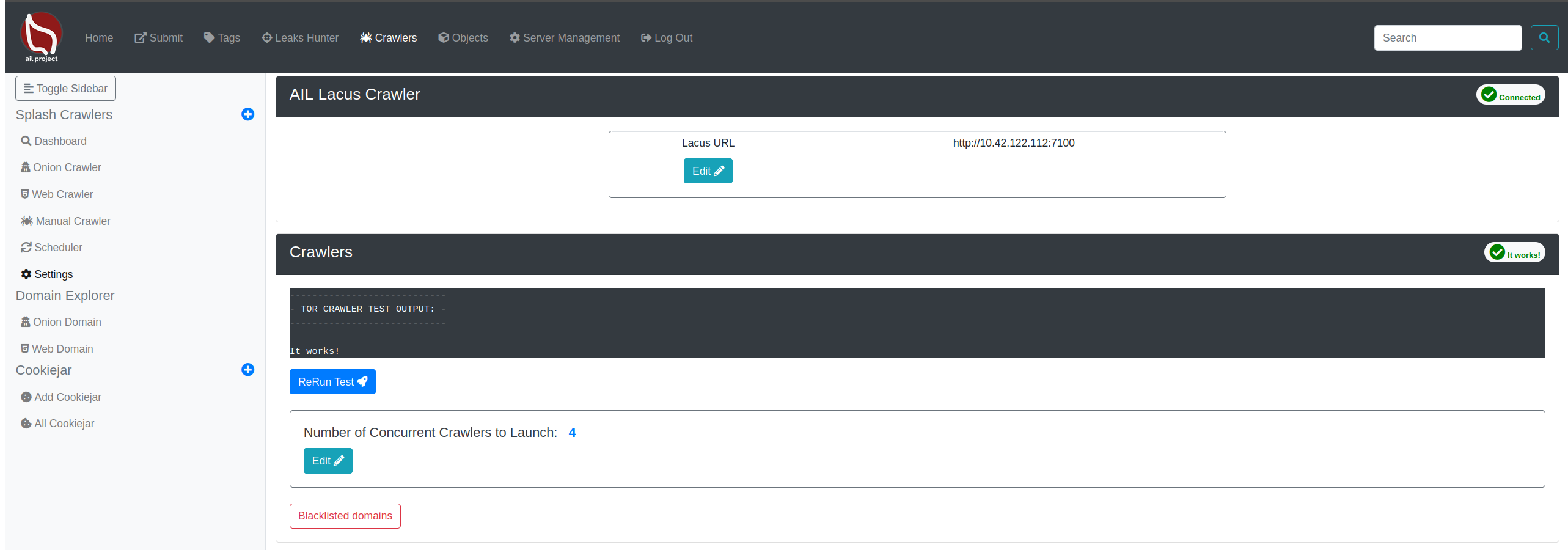 AIL Crawler Settings